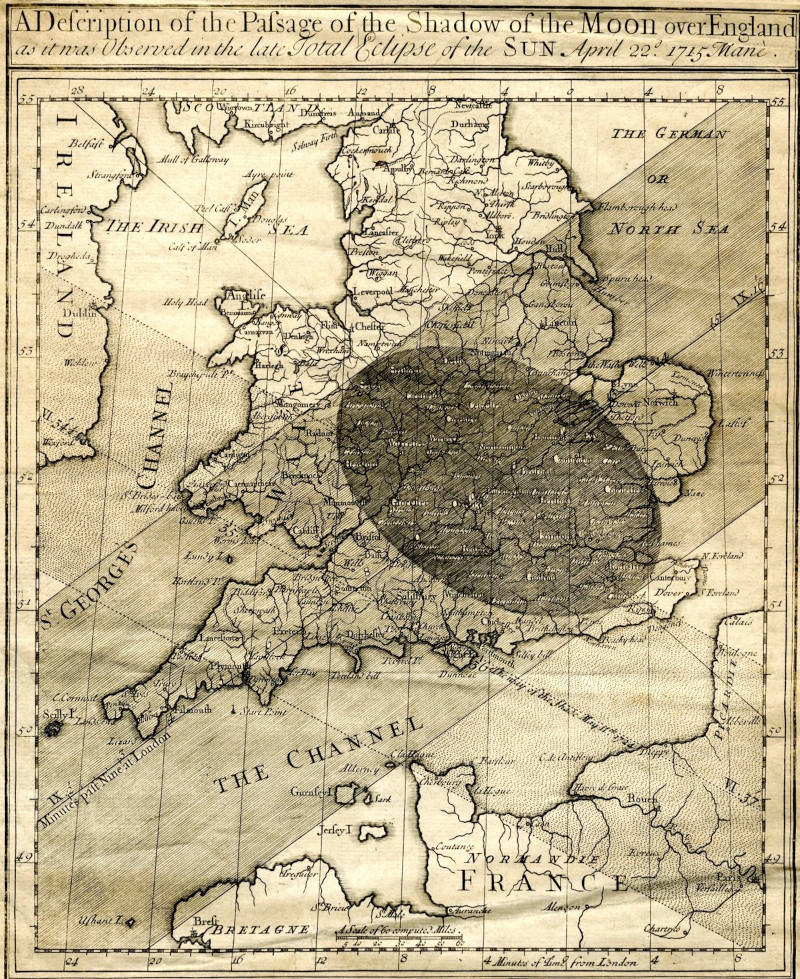 Halley - mapa caminho eclipse 1715