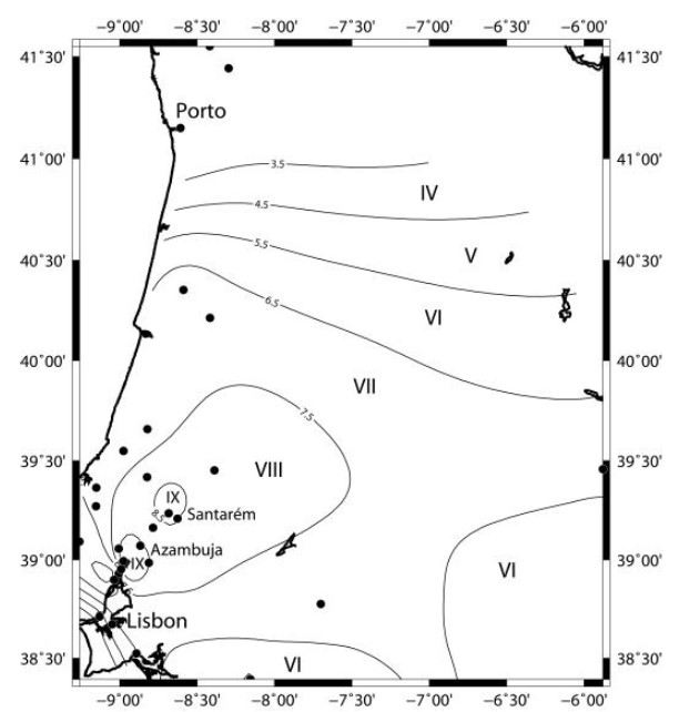 Mapa isoss�smico, terramoto Jan. 1531